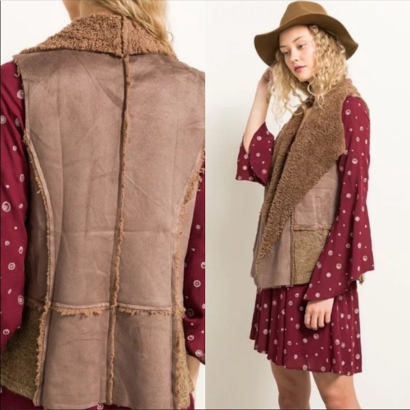 Vegan suede/shearling vest - Picture 3 of 5